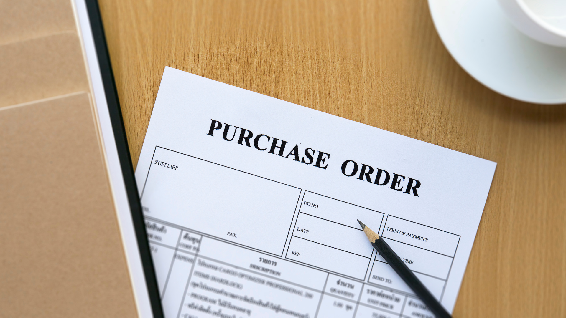 Document with text: Purchase Order.