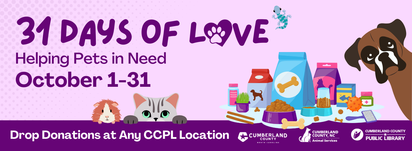Cartoon banner with pet supplies and animals, promoting 