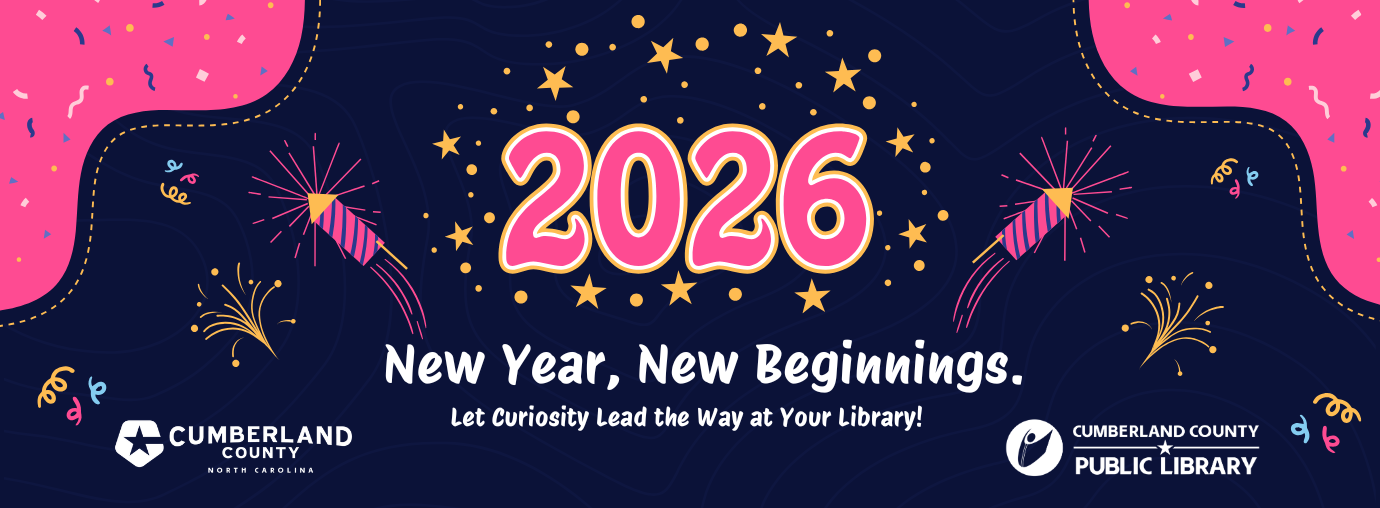 2026 New Year, New Beginnings. Let curiosity lead the way at your library! Cumberland County and Cumberland County Public Library logos appear at the bottom.