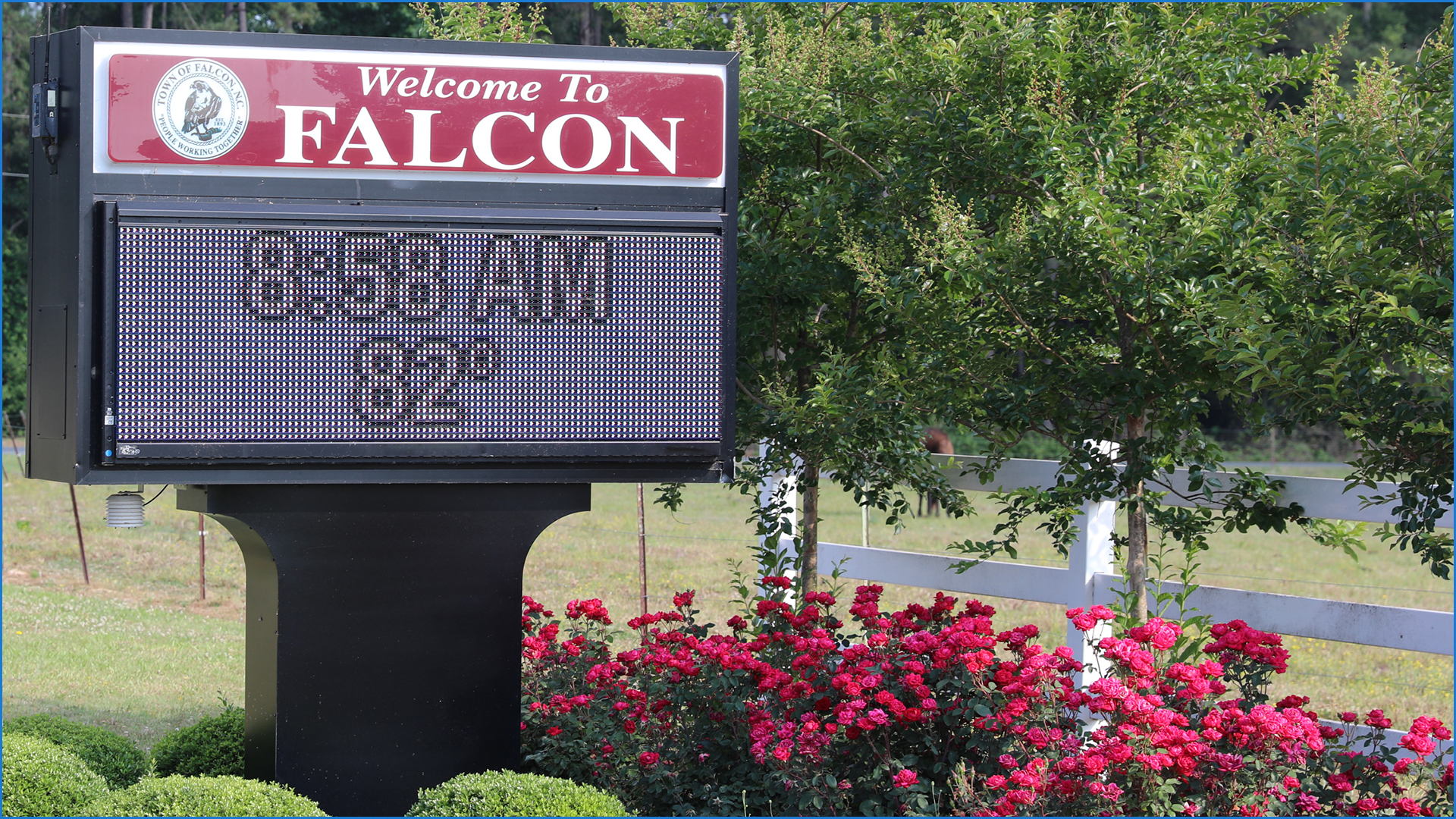 Falcon town sign