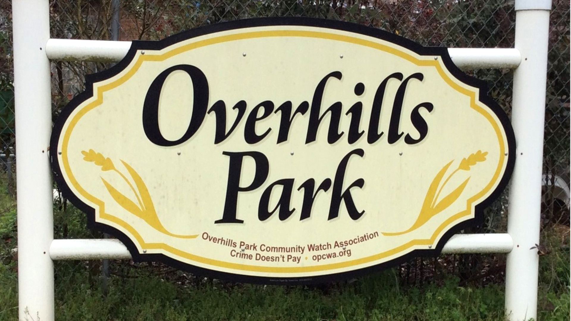 Overhills Park neighborhood sign.