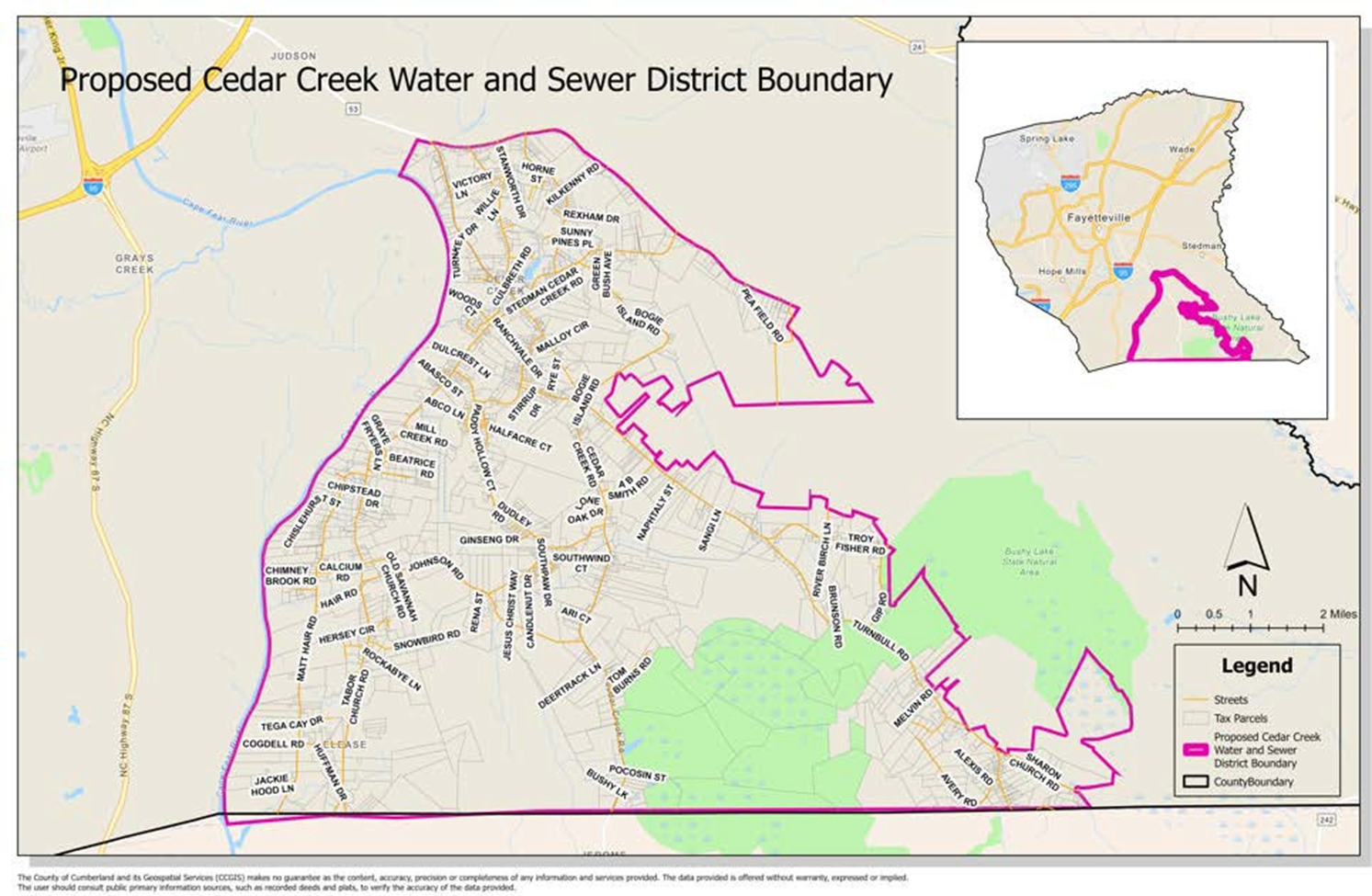 Proposed Cedar Creek Water And Sewer District Boundary PROPOSED CEDAR CREEK WATER AND SEWER DISTRICT BOUNDARY