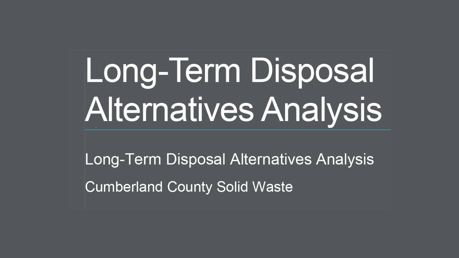 Alternative Disposal Analysis Report