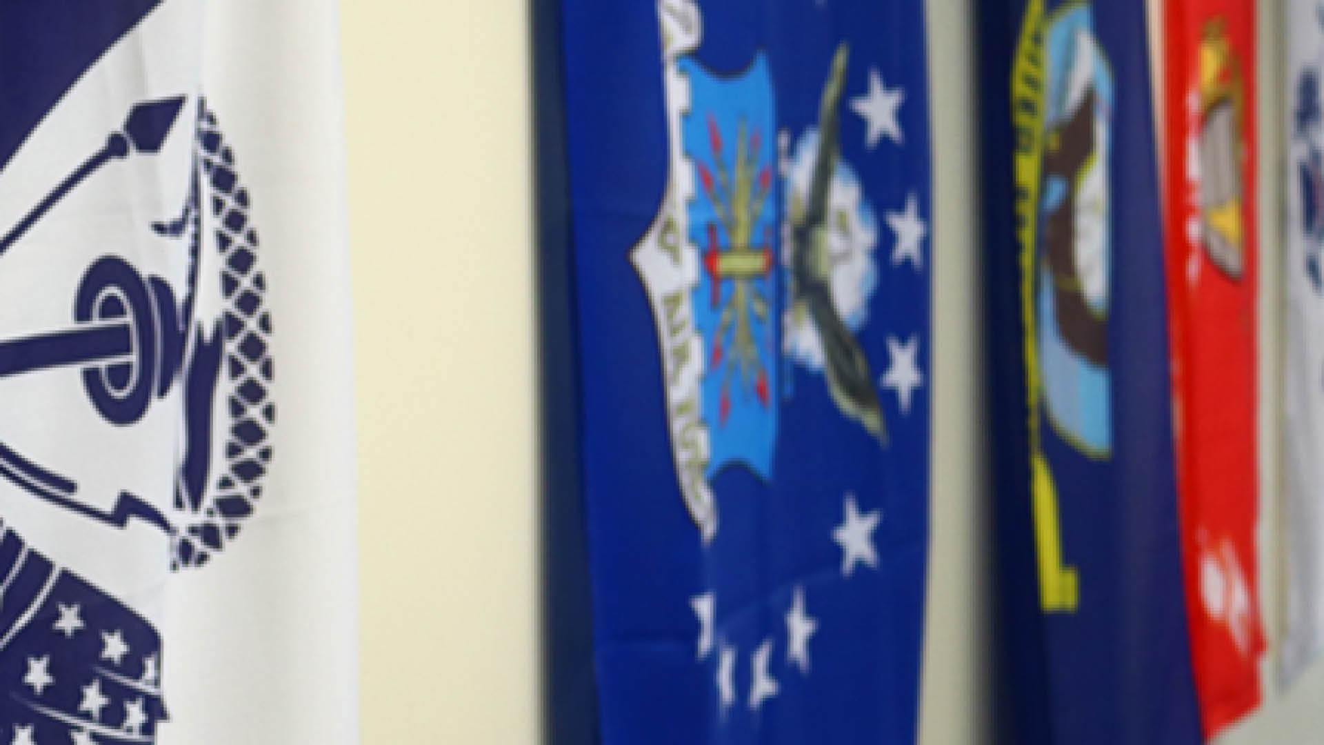 Close up of service flags.